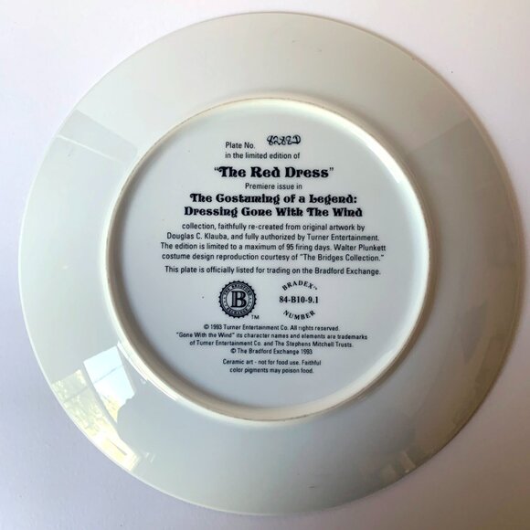 Bradford Exchange "The Red Dress" Gone With The Wind 1993 Collectors Plate - Picture 3 of 7